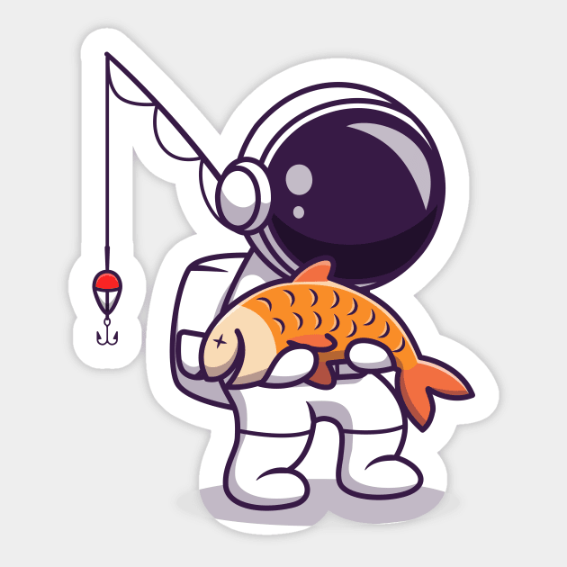 Cute Astronaut Fishing Sticker by Catalyst Labs